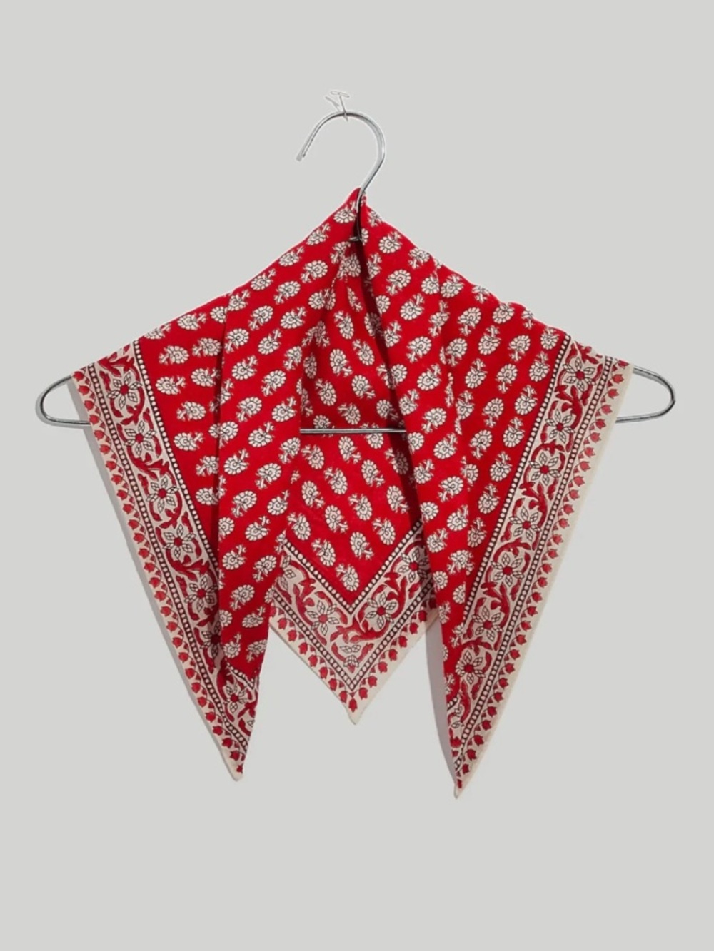 Madewell Red Floral Square Bandana /Scarf